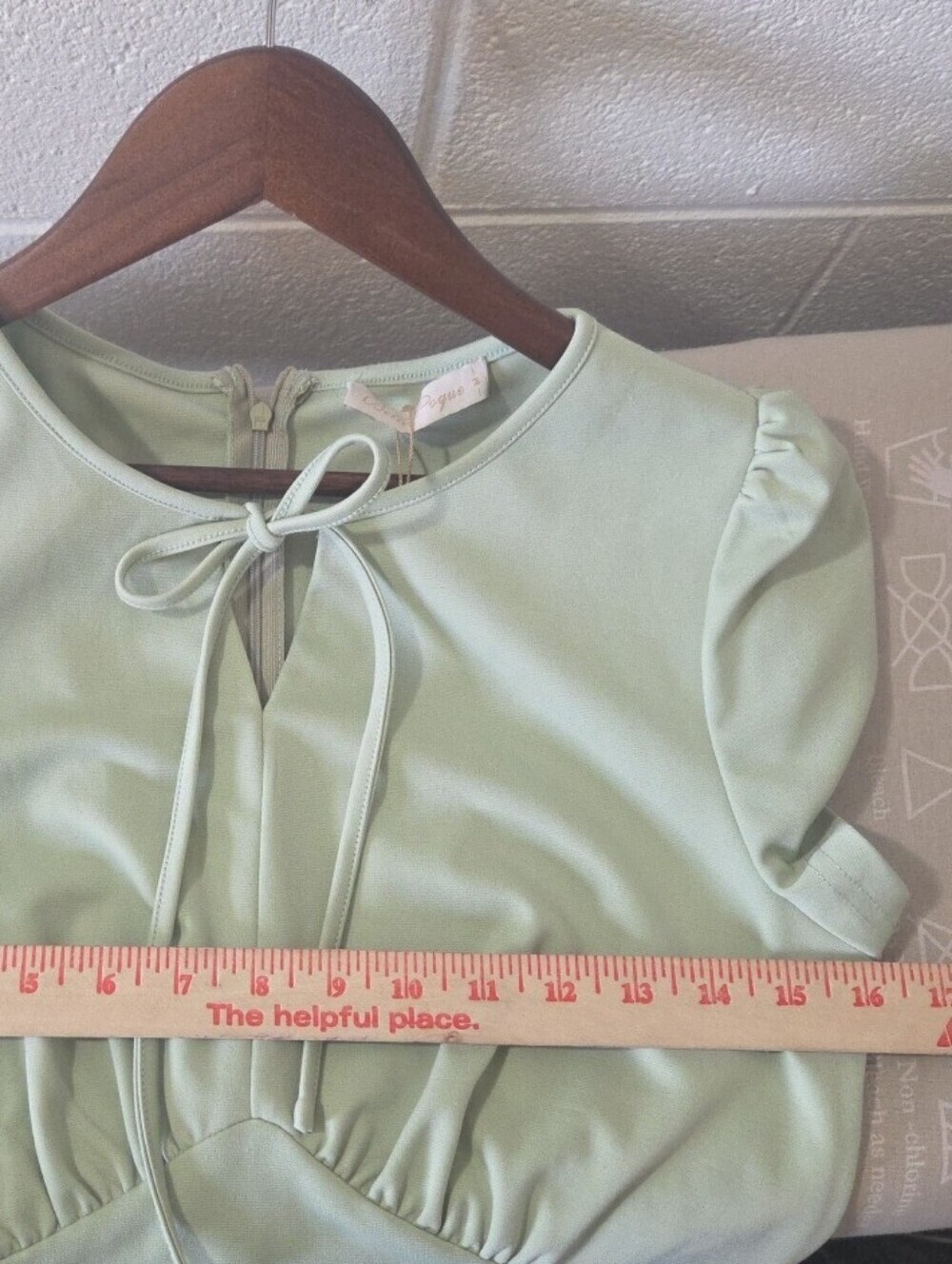 NWT 50s Style Sage Fit & Flare Dress Retro Vintage Inspired Tie Front Size Med - Picture 6 of 13